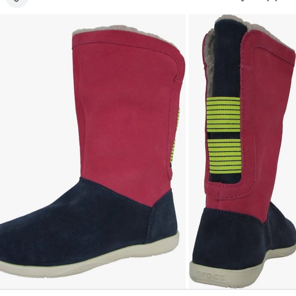💕 Crocs Adela Foldover Fuzz Boots NWOT